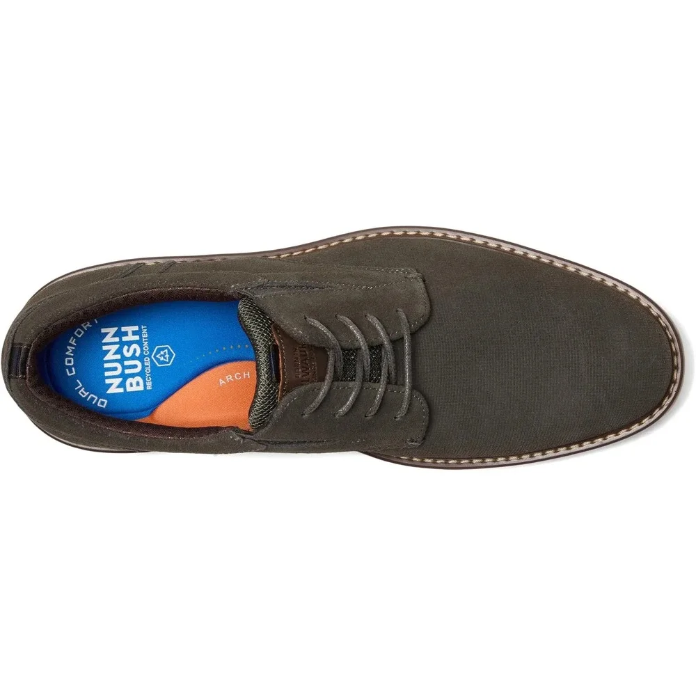 Nunn Bush Griff Plain Toe Oxford Mens 12 W Grey Suede Lace Up Shoes